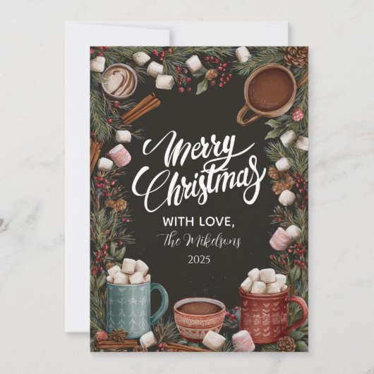 Rustieke warme chocolademelk Kerstmis Feestdagenkaart (Voorkant)