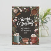 Rustieke warme chocolademelk Kerstmis Feestdagenkaart (Staand voorkant)