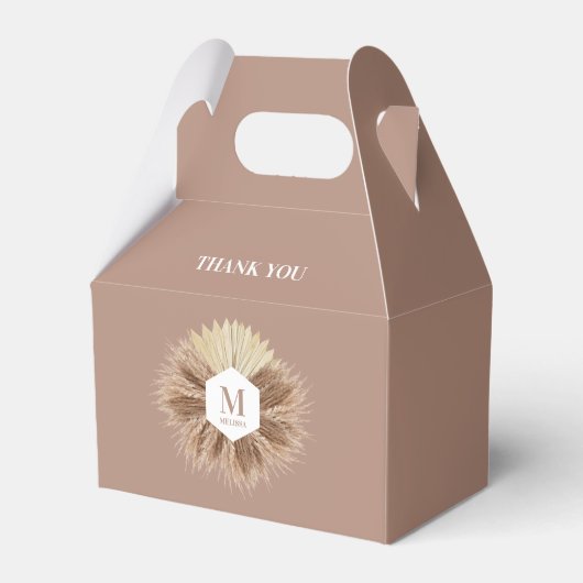 Rustieke warme neutrale kleuren Monogram Bedankdoosjes (Voorkant Zijde)