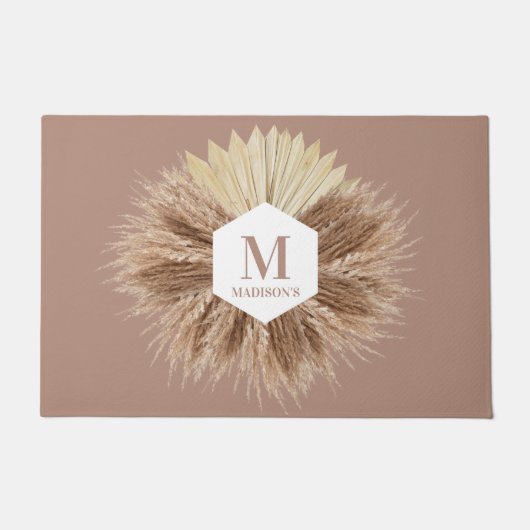 Rustieke Warme Neutrale Kleuren Monogram Deurmat (Voorkant)