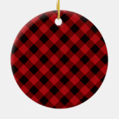 Rustieke wasbeer zwart geruite geruite dennenappel keramisch ornament (Achterkant)