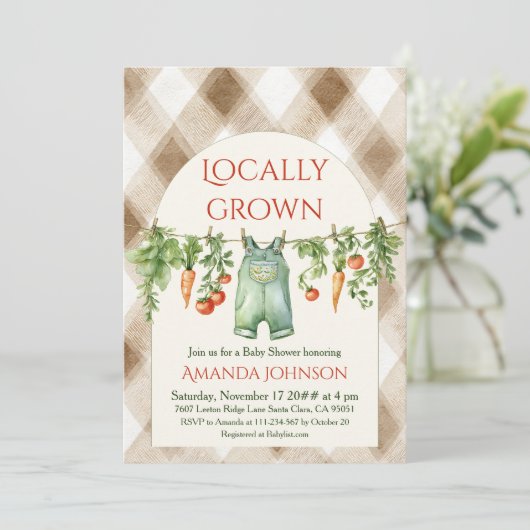 Rustieke waslijn Boerderij lokaal geteeld Baby sho Kaart (Staand voorkant)