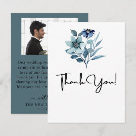 rustieke watercolor illustratie blauwe bloemenboek bedankkaart