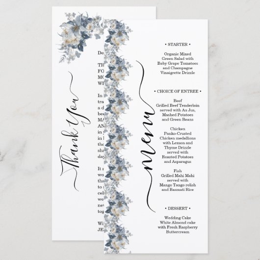 rustieke watercolor illustratie van een bloem menu (Voorkant / Achterkant)