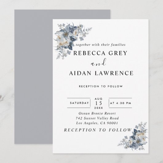 rustieke watercolorillustratie van een bloem kaart (Voorkant / Achterkant)