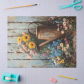 Rustieke Watering Can Wildflowers Schilderij Decou Tissuepapier (Craft)