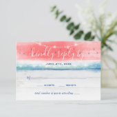 Rustieke Watermeloen Elegante Waterverf Wedding RSVP Kaartje (Staand voorkant)