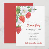 Rustieke Waterverf Aardbeien Zomerfeest Kaart (Voorkant / Achterkant)