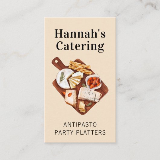 Rustieke Waterverf Antipasto Platter Catering Busi Visitekaartje (Voorkant)