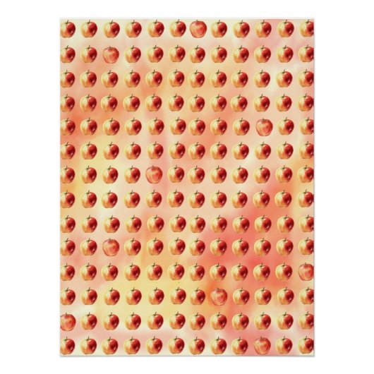 Rustieke Waterverf Apple Pattern Poster (Voorkant)
