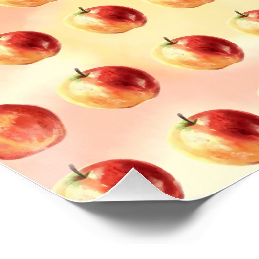 Rustieke Waterverf Apple Pattern Poster (Hoek)