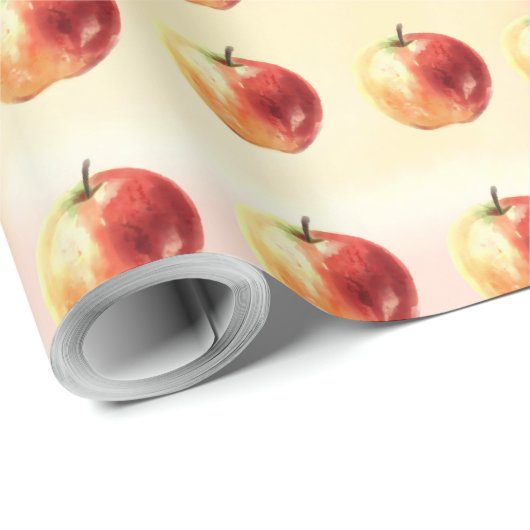 Rustieke Waterverf Apple Pattern Wrapping Paper Cadeaupapier (Rol Hoek)