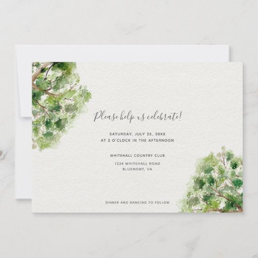 rustieke Waterverf arboretum eikenboom Kaart (Achterkant)