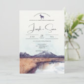 Rustieke Waterverf Autumn Mountain Lake Bruiloft Kaart (Staand voorkant)