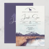 Rustieke Waterverf Autumn Mountain Lake Bruiloft Kaart (Voorkant / Achterkant)