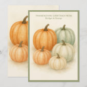 rustieke Waterverf Autumn Pumpkins Thanksgiving Feestdagenkaart (Voorkant / Achterkant)