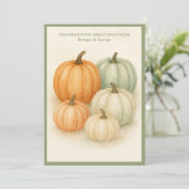 rustieke Waterverf Autumn Pumpkins Thanksgiving Feestdagenkaart (Staand voorkant)