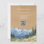 Rustieke Waterverf Berg Bloemen QR Code Huwelijk Kaart (Achterkant)