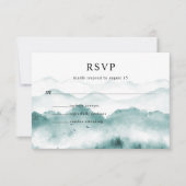Rustieke waterverf berg dennenbomen RSVP kaartje (Voorkant)