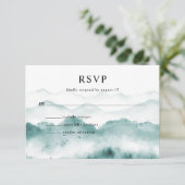 Rustieke waterverf berg dennenbomen RSVP kaartje (Staand voorkant)