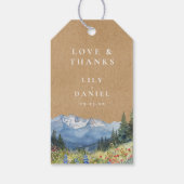 Rustieke Waterverf Berg Wilde Bloemen Bruiloft Cadeaulabel (Achterkant)