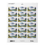 Rustieke Waterverf Bergbos Retouradres Etiket (Full Sheet)