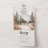 Rustieke Waterverf Bergbos Winter All In One Uitnodiging (Binnen)