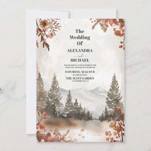 Rustieke Waterverf Bergbos Winter Kaart (Voorkant)