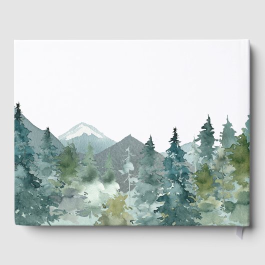 Rustieke waterverf bergen bruiloft douche gastenboek (Achterkant)