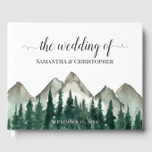 Rustieke Waterverf Bergen & dennenbomen Bruiloft Gastenboek (Voorkant)