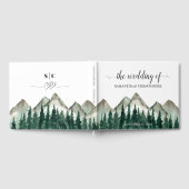 Rustieke Waterverf Bergen & dennenbomen Bruiloft Gastenboek (Volledig)