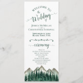 Rustieke Waterverf Bergen & dennenbruiloft Programmakaart (Voorkant)