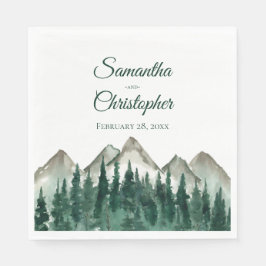 Rustieke Waterverf Bergen en dennenbruiloft Servet