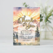 Rustieke Waterverf Bergen Natuur Sunrise Script Bedankkaart (Staand voorkant)