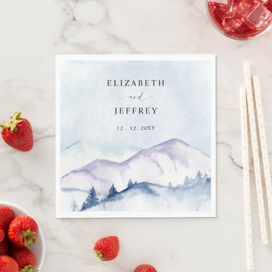 Rustieke Waterverf Bergen Outdoor Pine Bruiloft Servet (Insitu)