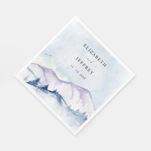 Rustieke Waterverf Bergen Outdoor Pine Bruiloft Servet (Hoek)