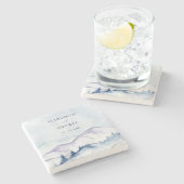 Rustieke Waterverf Bergen Outdoor Pine Bruiloft Stenen Onderzetter (Zijkant)