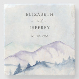 Rustieke Waterverf Bergen Outdoor Pine Bruiloft Stenen Onderzetter