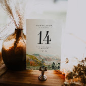 Rustieke Waterverf Bergen Trouwtafel nummer Briefkaart