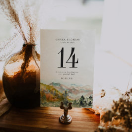 Rustieke Waterverf Bergen Trouwtafel nummer Briefkaart