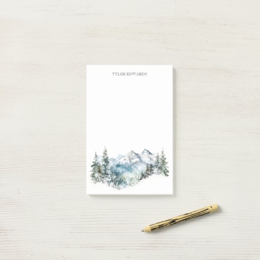 Rustieke waterverf berggewoonte post-it® notes (Op bureau)