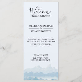 Rustieke waterverf berglandschap bruiloft programmakaart