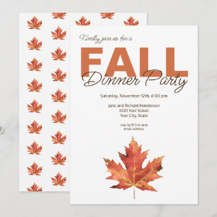 Rustieke Waterverf Blad Herfst Eettafel Feest Kaart