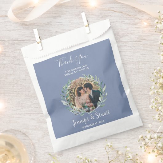 Rustieke waterverf bladeren dank u foto bruiloft bedankzakje (Geknipt)