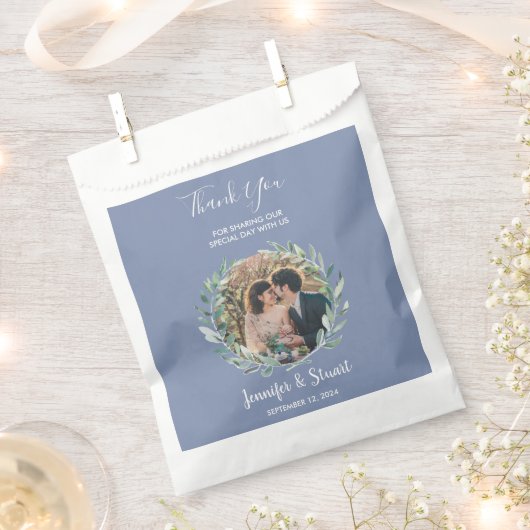 Rustieke waterverf bladeren dank u foto bruiloft bedankzakje (Geknipt)