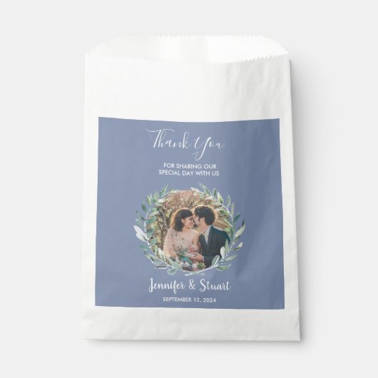 Rustieke waterverf bladeren dank u foto bruiloft bedankzakje (Voorkant)