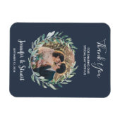 Rustieke waterverf bladeren Dank u foto bruiloft Magneet (Horizontaal)