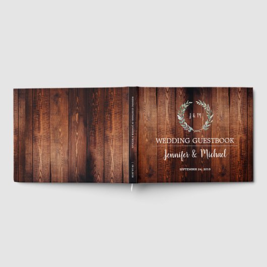 Rustieke Waterverf bladeren donkere schuur hout Br Gastenboek (Volledig)