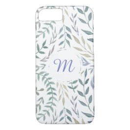 Rustieke Waterverf bladeren en gebladerte monogram Case-Mate iPhone Case