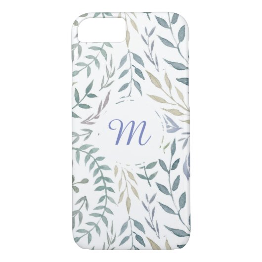 Rustieke Waterverf bladeren en gebladerte monogram Case-Mate iPhone Case (Achterkant)